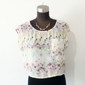 Decree Sheer Blouse Crop Top